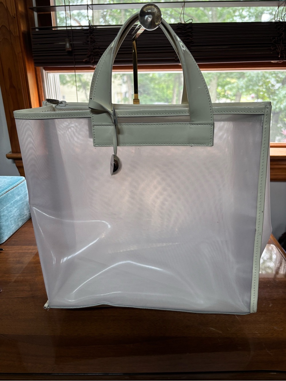 Furla White Patent Mesh Bag